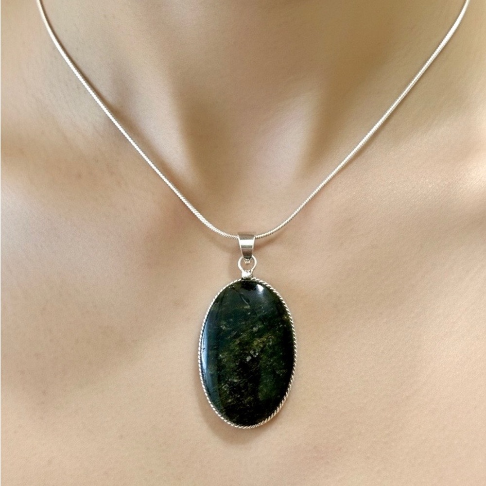 Oval Solid Obsidian Stone Pendant - Does Not Include Necklace